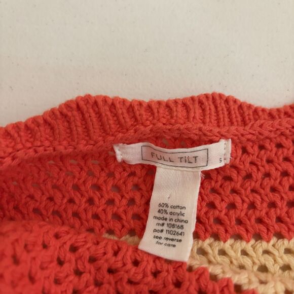 Full Tilt Sweater Women's Small Striped Crochet Knit Cropped Square Neck Top - Picture 6 of 7